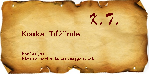 Komka Tünde névjegykártya